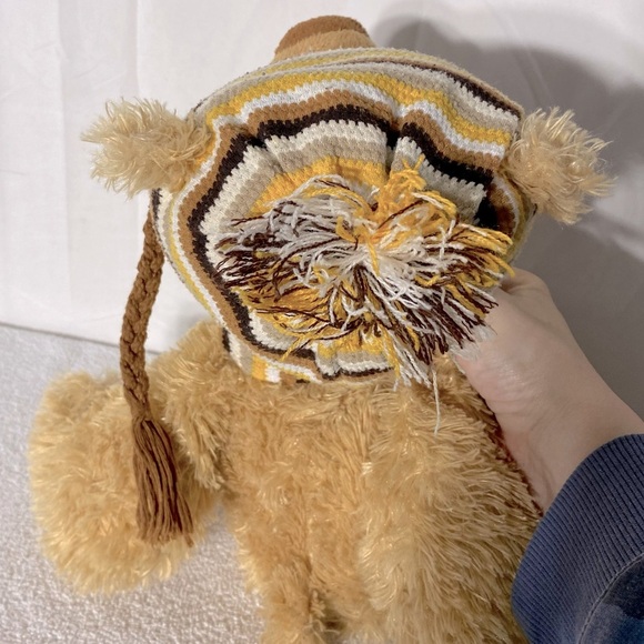 Vintage Tan Teddy Bear Plush Toy Stuffed Animal With Toque And Scarf - Picture 7 of 10